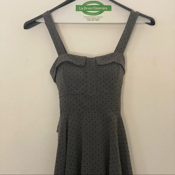Merry Marilyn Small Polka Dot Dress - Dark Gray w/ Black Polka Dots - Picture 2 of 7
